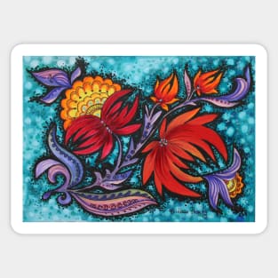 Red Flowers Watercolor Illustration Sticker